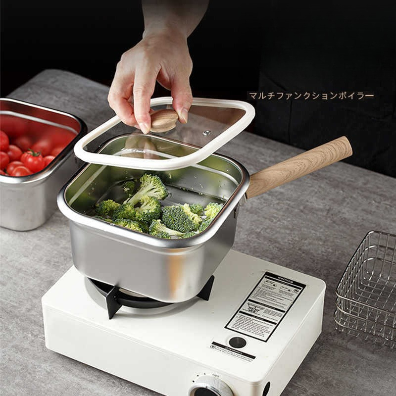 Keittiön ruostumattomasta teräksestä valmistettu öljykeitin pieni kotitalouksien syväkeitin ulkona käytettävä monitoiminen kannettava syväkeitin kaasukäyttöinen syväkeitin