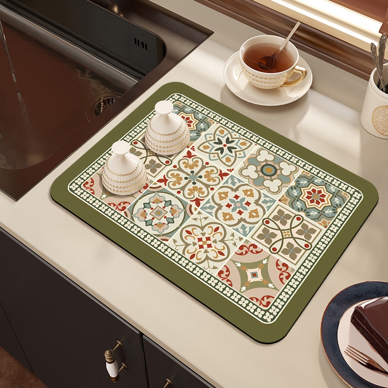 Kökstorkmatta snabb torkande kaffematta absorberande diskunderlägg halkfri bordsunderlägg kopptorkmattor bordsdekorationstillbehör: Xl / Klar