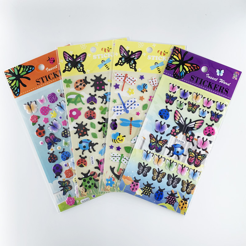 4 vellen/set stickers met zeedieren, cartoonvissen, schattige stickers met 3d bubbels, plakboek voor jongens- en meisjeskamerdecoratie: Lavendel