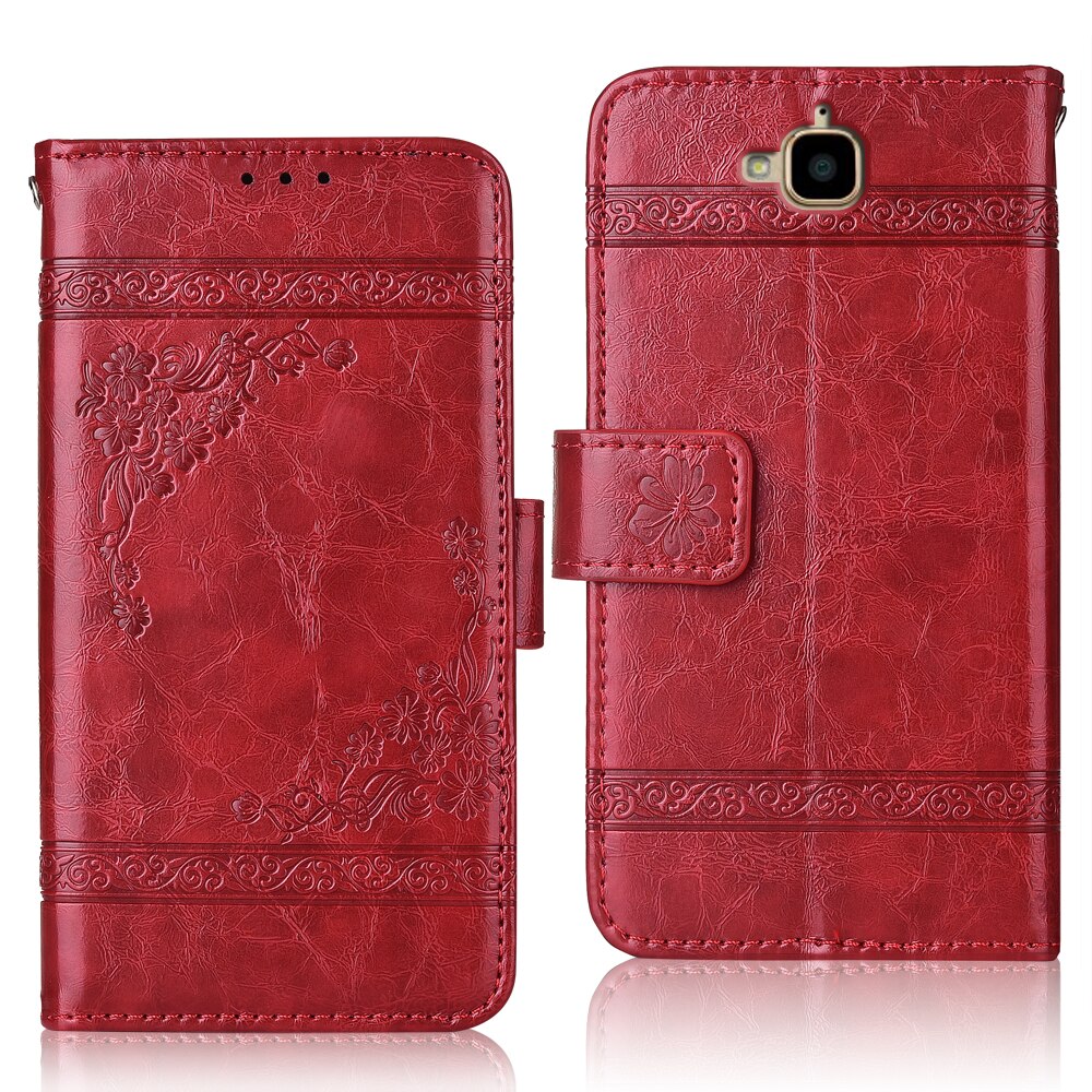 Honor 4C Pro Case Flip Wallet Leather Book Case For On Huawei Honor 4C Pro Back Cover For Huawei Honor 4C Pro Coque: oil-Red