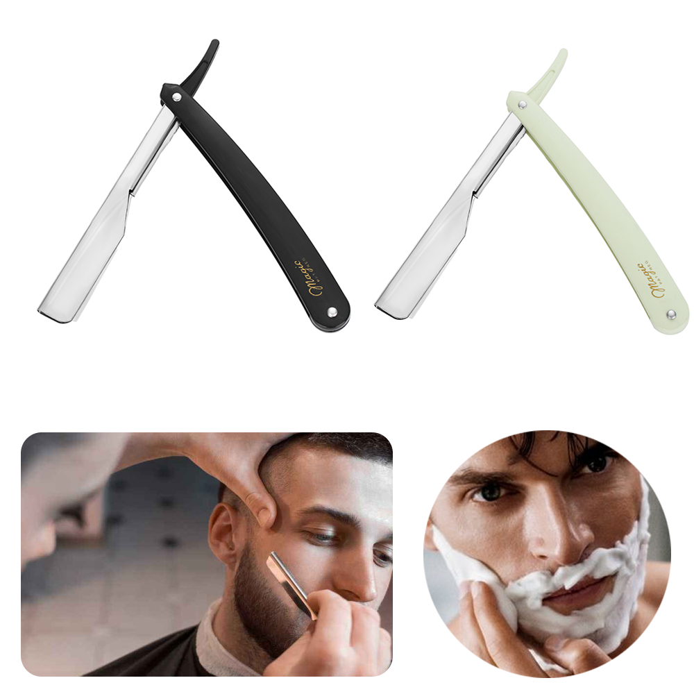 1PC Manual Shaver Stainless Steel Straight Edge Sharp Barber Razor Folding Shaving Beard Cutter With Blade Beard Cleaning Tool