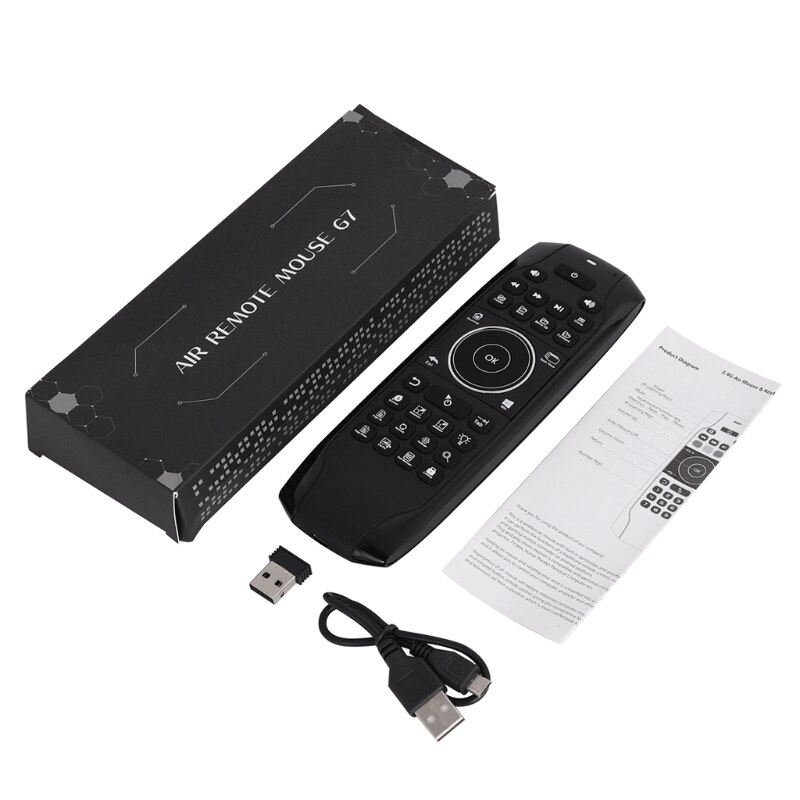 G7 Win10 Wireless Air Mouse Mini Keyboard Gyroscope 2.4G Remote Control IR Learning Fly Mouse keyboard For Windows 10 U1JE: B