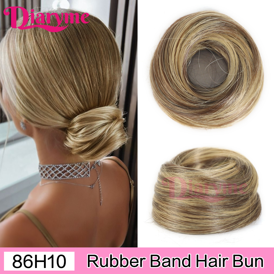 Cabelo sintético coque mulher em linha reta updo laço de cabelo elástico de borracha chignon extensões de cabelo faixas de cabelo natural fo: P1B/27