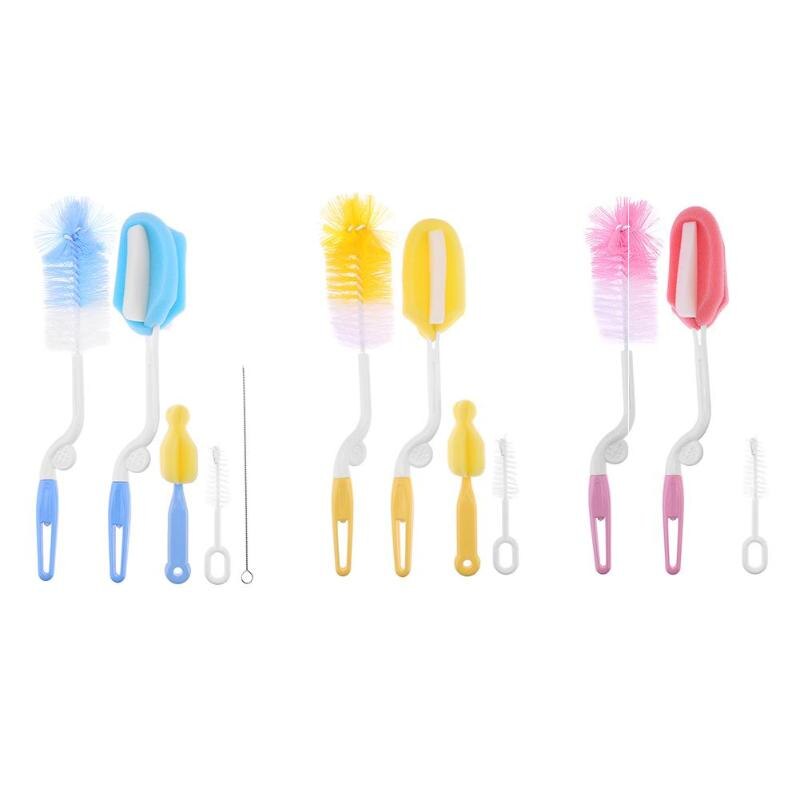 3/4/5 pièces bébé bouteille nettoyage brosses ensemble éponge mamelon sucette nettoyant lait distributeur brosse de nettoyage bébé alimentation outils bébé soins