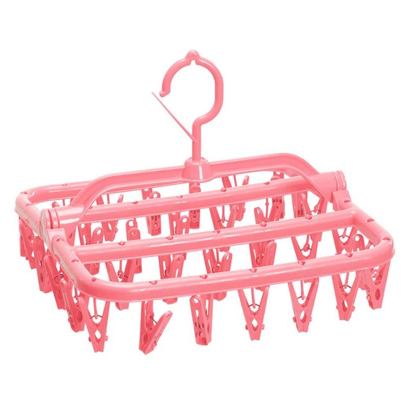 32 Clip Hanger Foldable Plastic Socks Towels Cloth Hanger Rack Household Socks Underwear Drying Rack Hangers Home Clothes Clip