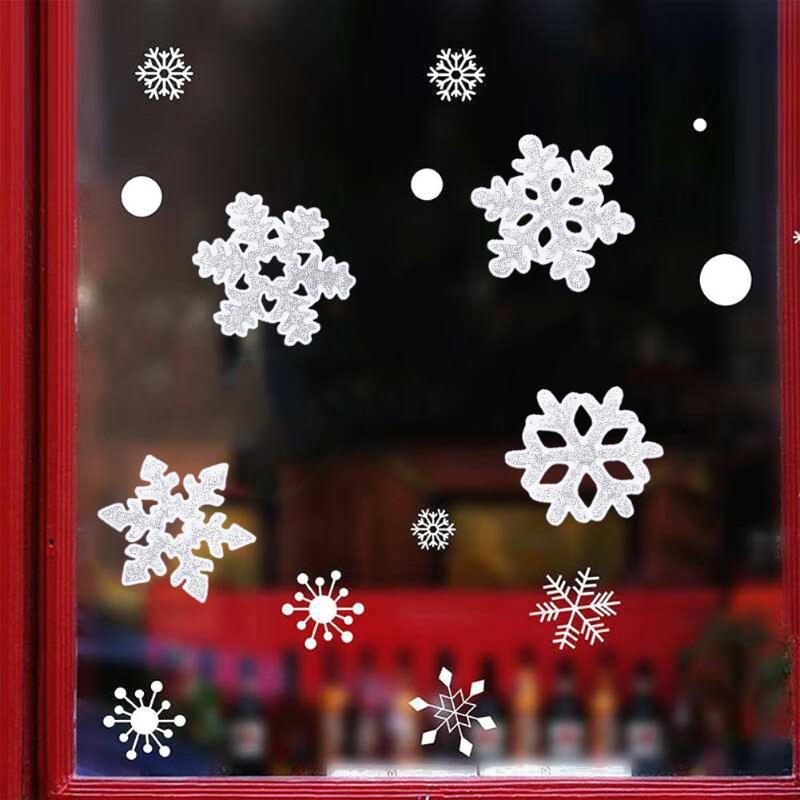 Diy christmas wallsticker stue dekal vindu utstillingsvindu glass nisse ugler tre snøflak år juledekor: 06