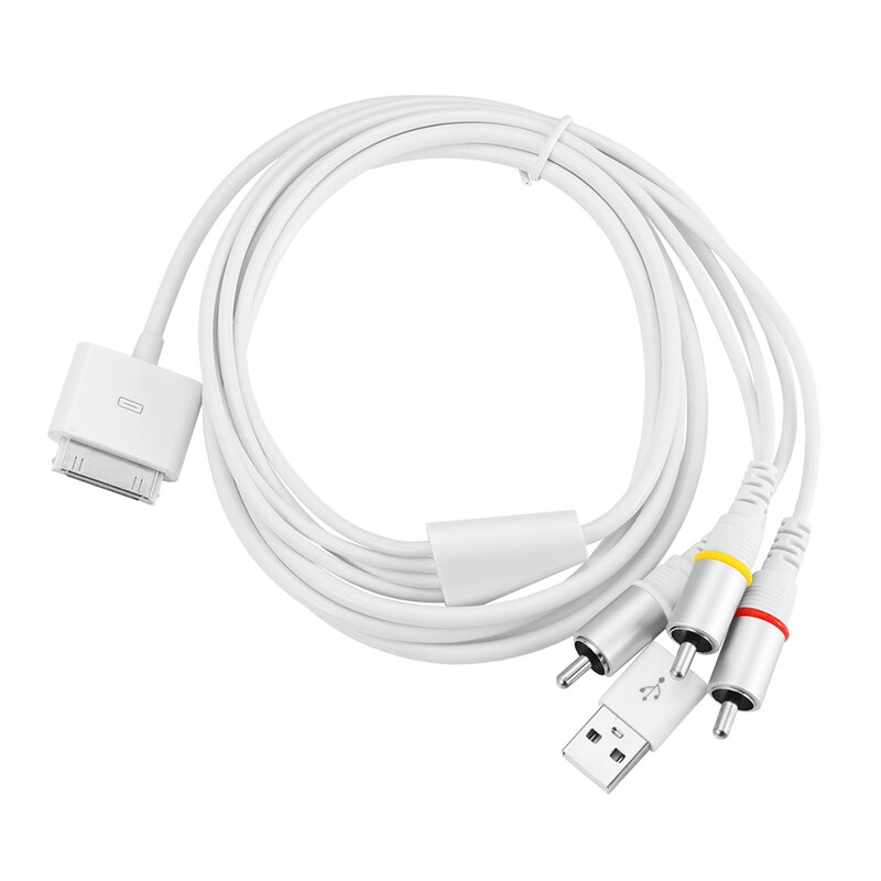 Robotsky 30 pin USB2.0 Dock Connector to TV RCA Video Composite AV Cable Adapter for Apple iPad 2 3 for iPhone 3GS 4 4S for iPod