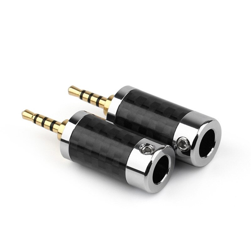 2.5 mm Jack Headphone Plug 4 Pin 2.5mm TRRS Connector Carbon Fiber Audio Adapter Male For Soldering 6.2mm Earphone Cable