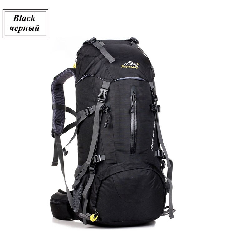 50L Large Capacity Outdoor Waterproof Trekking Climb Backpack Travel Hiking Mountaineering Rucksack Superlight Nylon Sports Bags: Black