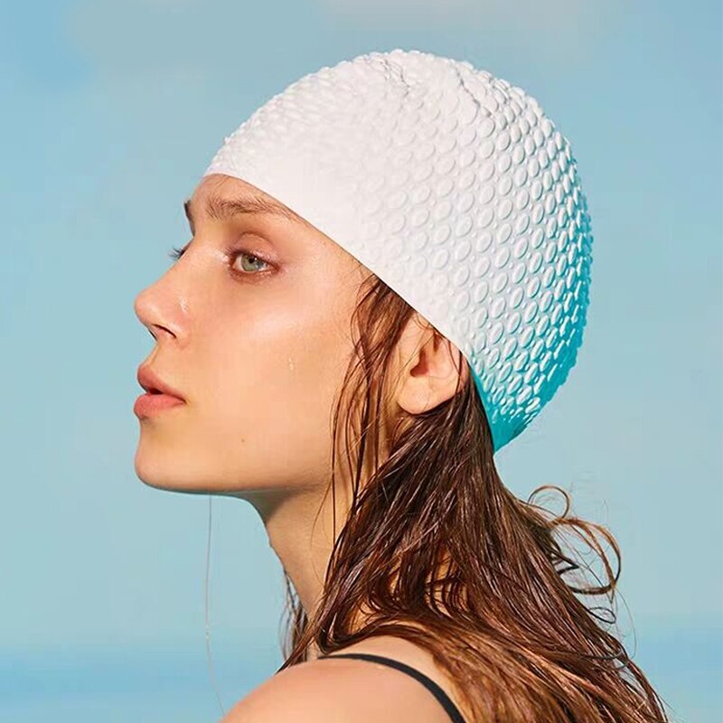 Kvinder silicium svømningshætte voksne vandtætte store mænd swimmingpool hat langt hår ørebeskyttelse fleksible sommer dykning hætter