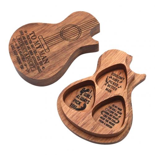3Pcs Wood Guitar Picks Acoustic Electric Musical Instrument Accessory with Box: Default Title
