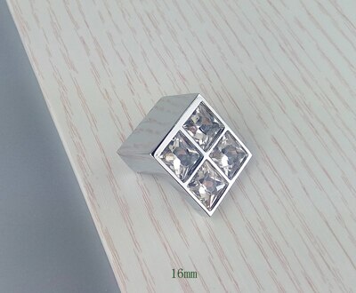 Super skinnende ægte krystalglas diamant håndtag møbler skydedør skuffeknap garderobe køkkenskabe skab kommode trække: 16mm