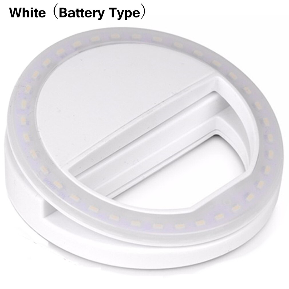 Universal Selfie Lamp Mobile Phone Lens Portable Flash Ring 36 Leds Luminous Ring Clip Light For Iphone / Samsung: White