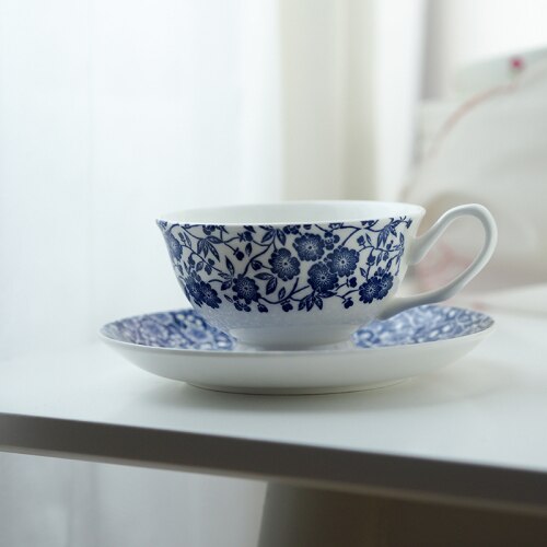 verrotten Tee tasse und untertasse Jahrgang blau und weiß knochen China kaffee tasse und untertasse: Ursprünglich Titel
