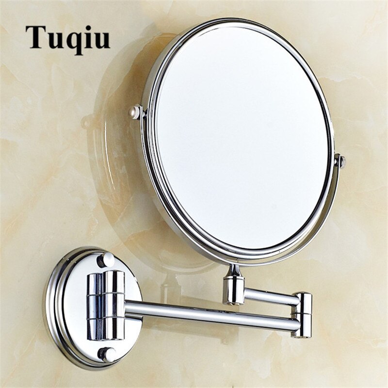 Badeværelse spejl vægmonteret 8 tommer messing 3x/1x forstørrelses spejl folde rose guld / guld makeup spejl kosmetisk spejl dame: Krom