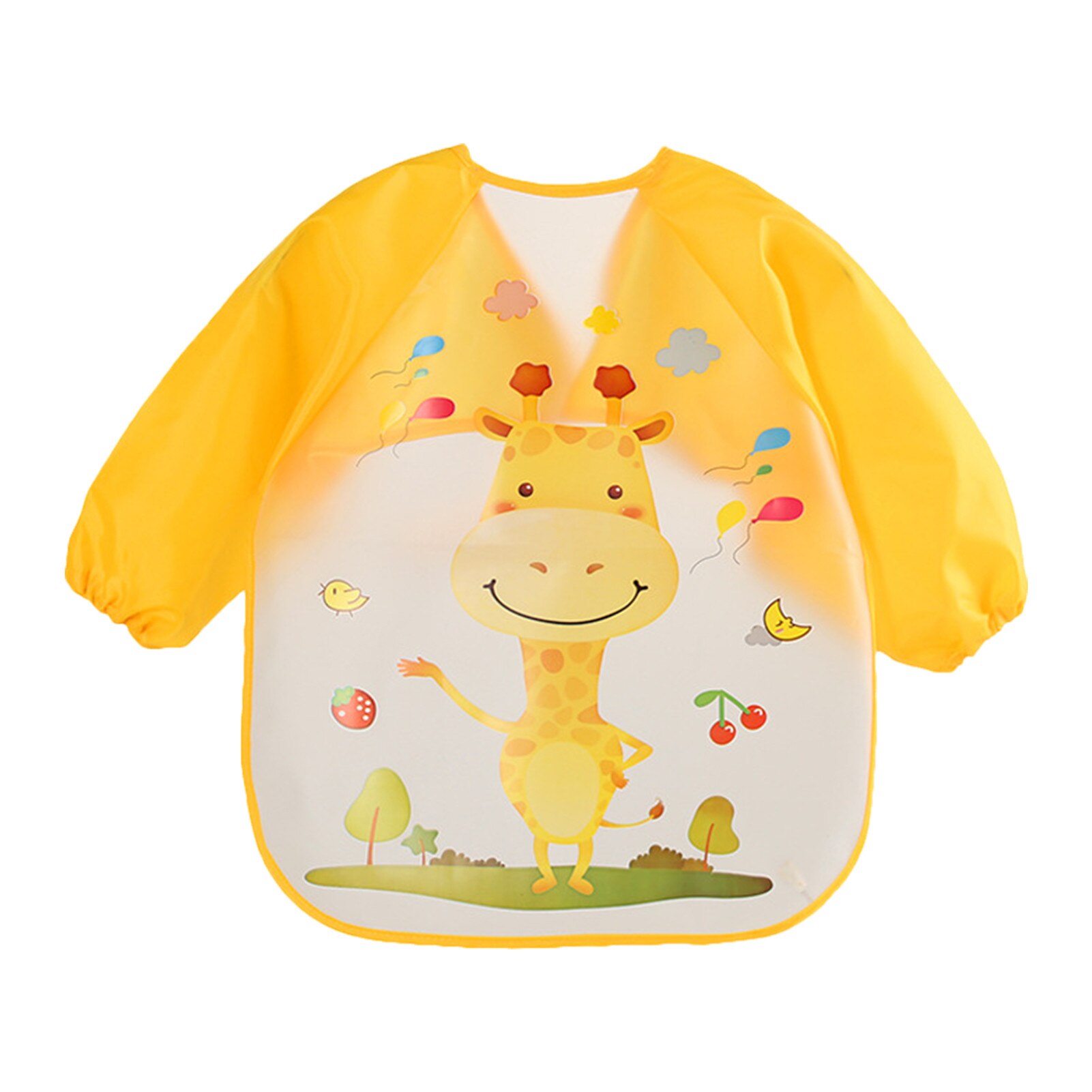 Bebê à prova dwaterproof água coverlet crianças manga longa reverso vestir roupas de jantar babador bebê comer roupas: Giraffe