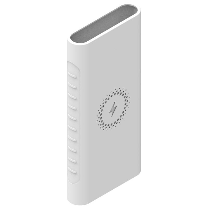 Capa protetora de silicone para powerbank xiaomi, acessório de powerbank sem fio 10000mah plm11zm wpb15zm e plm13zm: Branco