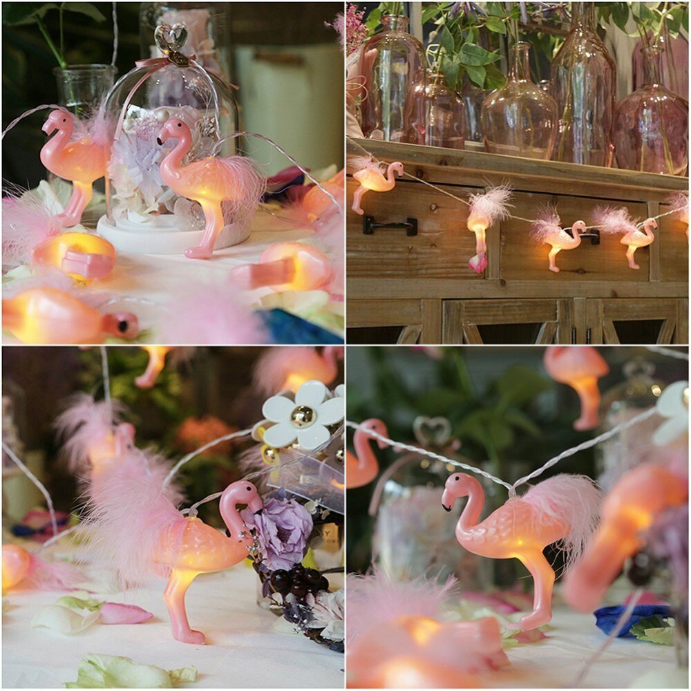 Led Feathered Flamingo Battery Operated String Lights LED Decoration For Christmas Garland Lustre