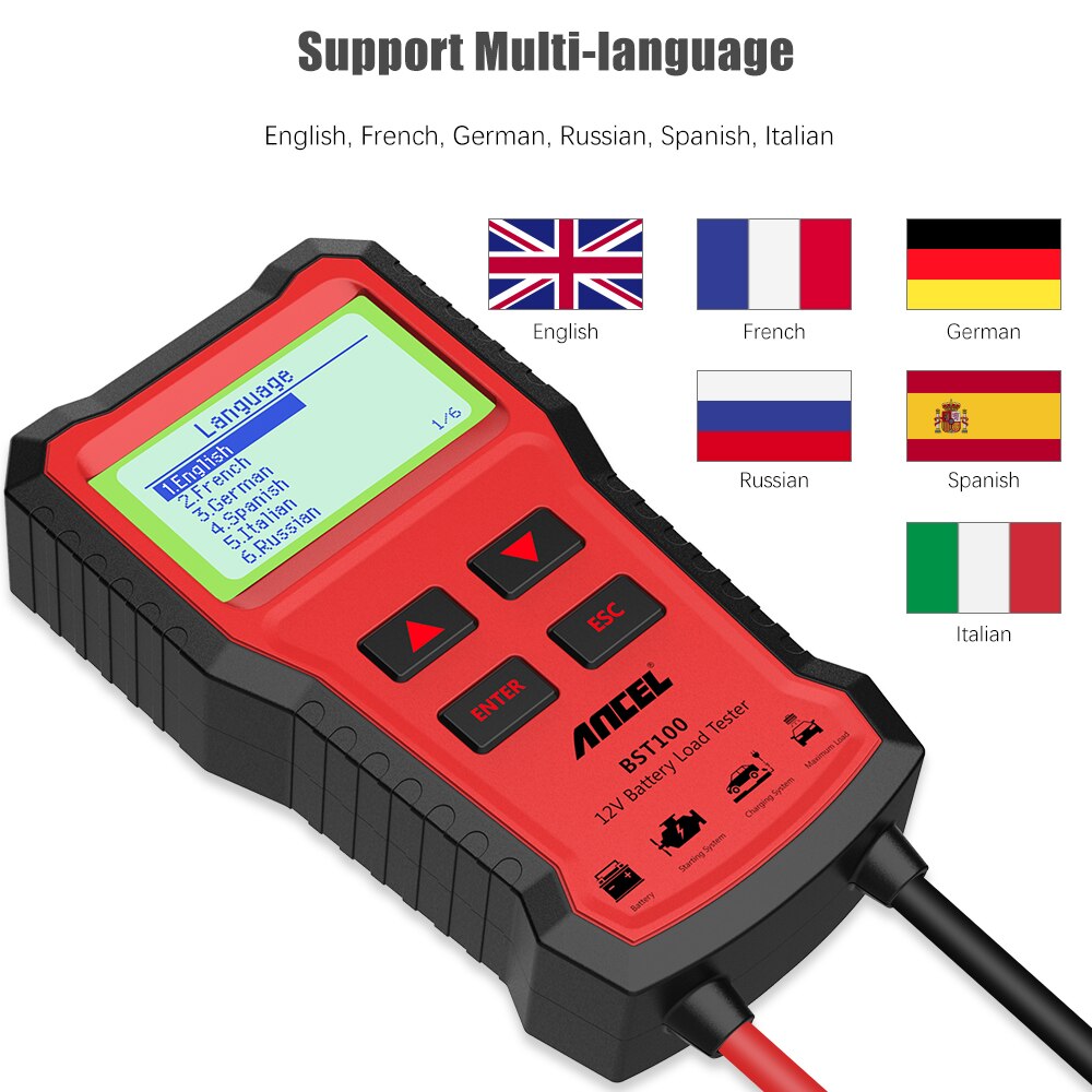 Ancel bst 100 auton akkutesteri analysaattori 12v 2000cca jänniteakkutesti latauspiirin kuormitustestaus auton diagnostiikkatyökalu