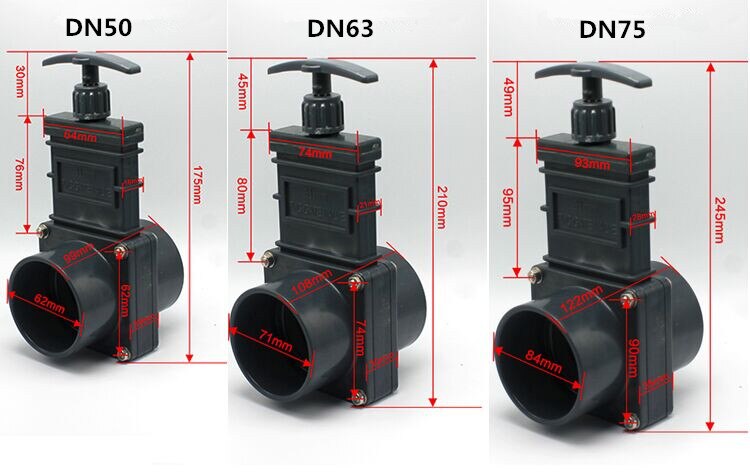 DN75 Camp drain valve sewage RV valve UPVC caravan gate valve Flange and pull line with good corrosion and pressure resistance: ValveDN75