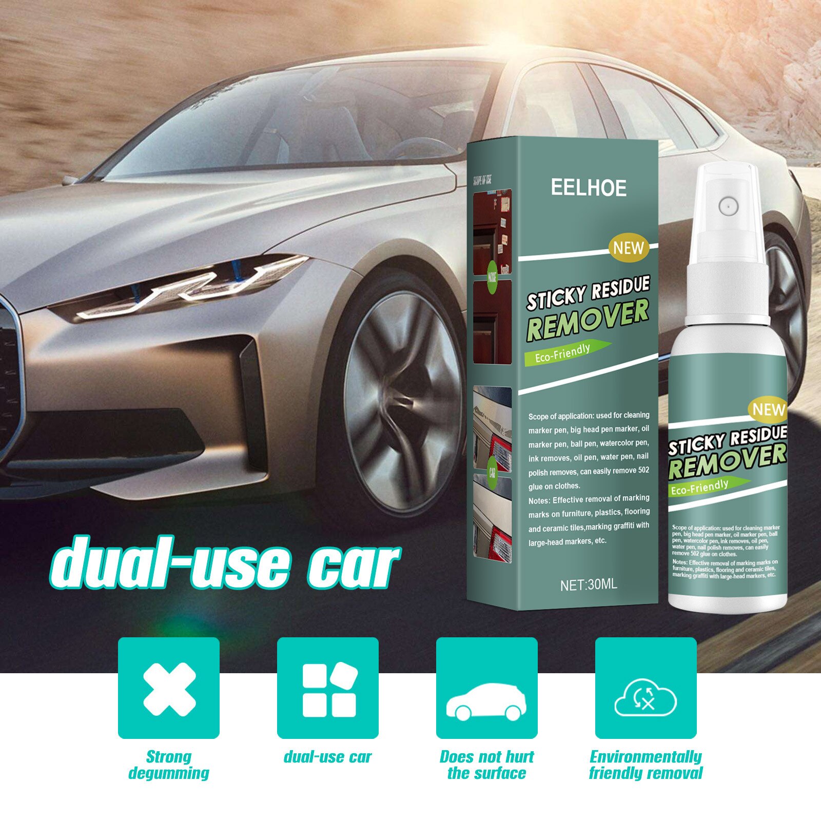 30ml Quick And Easy Sticker Remover Sticky Residue Remover Sticky Cleaner Spray For Car Glass Label Cleaner Adhesive Glue Spray