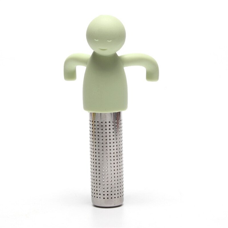 Silicone Human-Vormige Theezeefje Rvs 304 Thee Lek Fda Siliconen Thee Maker Herbruikbare Thee-ei Thee filter: Licht Groen