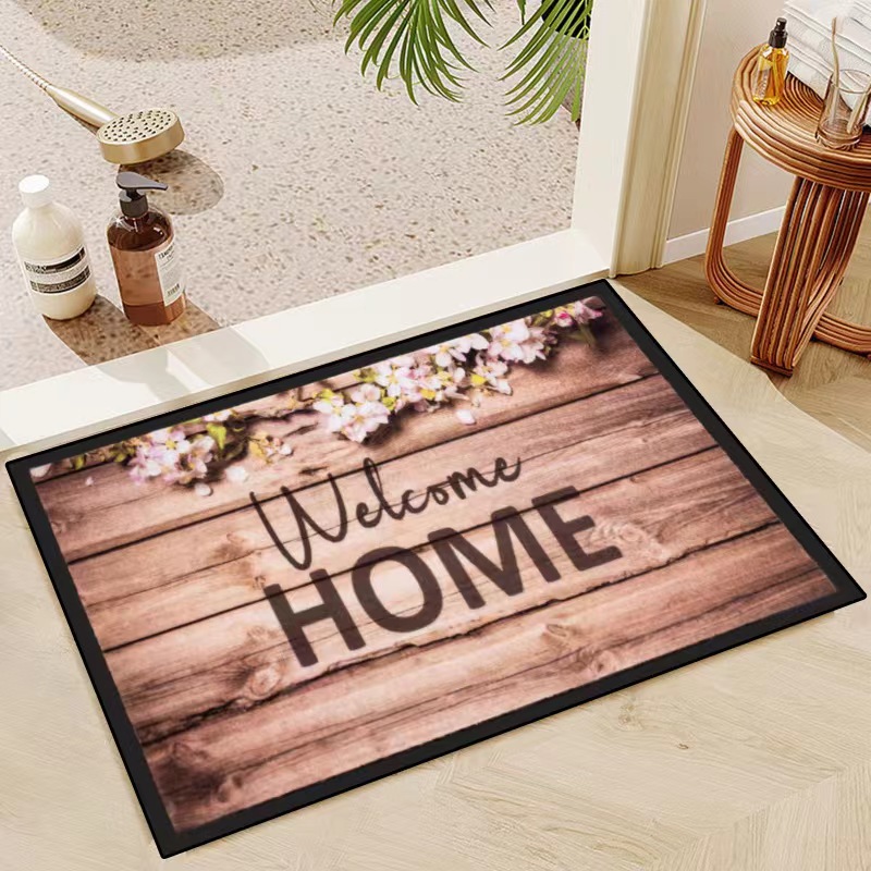 VIKAMA-alfombrilla de suelo con flores de grano de madera 3D, alfombrilla para puerta de entrada, alfombrilla para pies, flor decorativa para el Día de San Valentín, 40x60CM: 150X220cm / Blanco