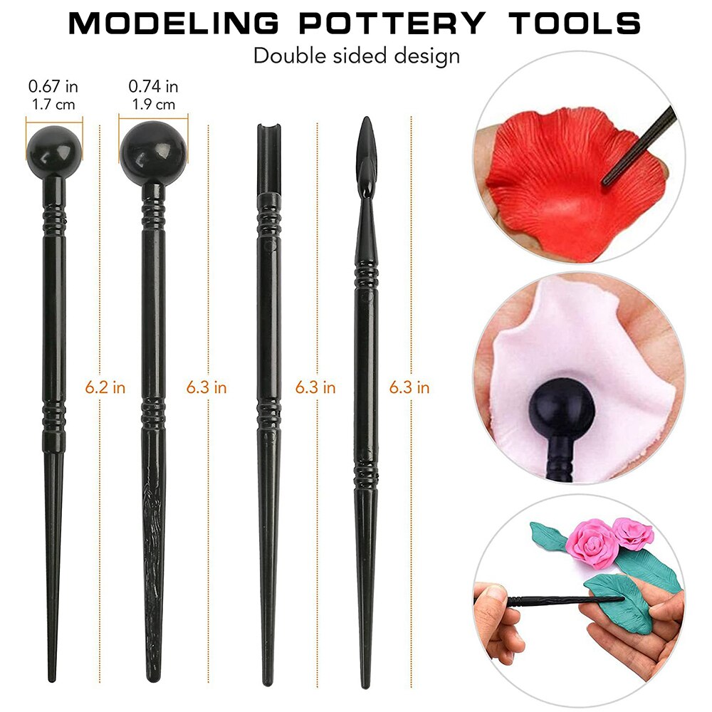 Juego de Herramientas de arcilla polimérica para modelado, Kit de pintura en roca para escultura de arcilla y cerámica, de 61 piezas