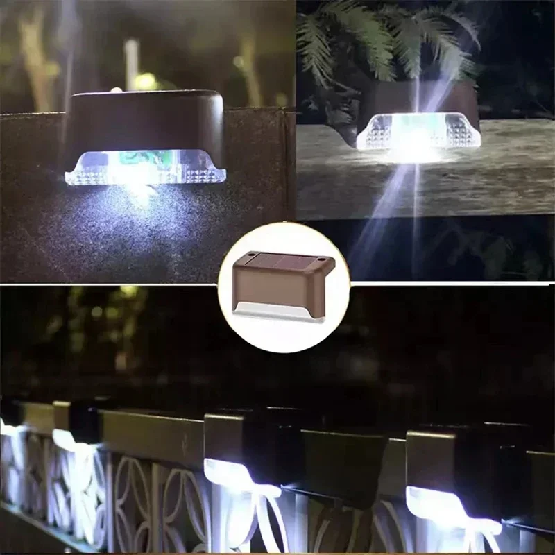Warmweiße LED-Solar-Stufenlampe, Weg, Treppe, Gartenleuchten im Freien, wasserdichte Balkonleuchte, Dekoration für Terrasse, Treppen, Zaunleuchte: ROSE / 0-5W