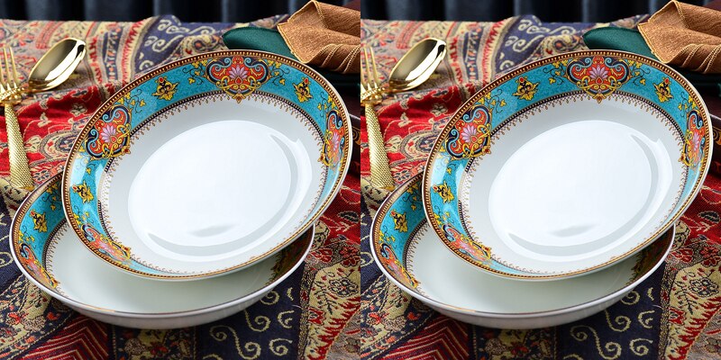 4pcs set, 8inch, fine bone china dinner set of plates, Thailand , porcelain plate platte, deep food plate kitchen, buffet: 4pcs deep plate