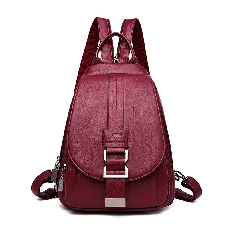 Vrouwen Lederen Rugzakken Vintage Vrouwelijke Schoudertas Sac a Dos Reizen Dames Bagpack Grote Mochilas Schooltassen Voor Meisjes: Red