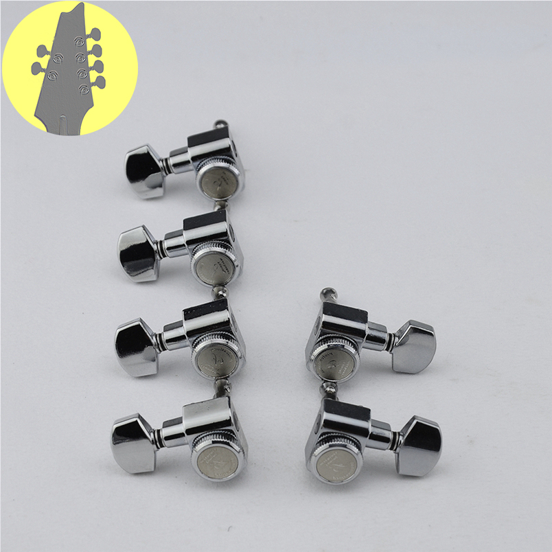 1 Set 6/7/8 corde senza chiusura a vite teste per chitarra sigillate accordatori per chitarra nero/oro/argento cromato