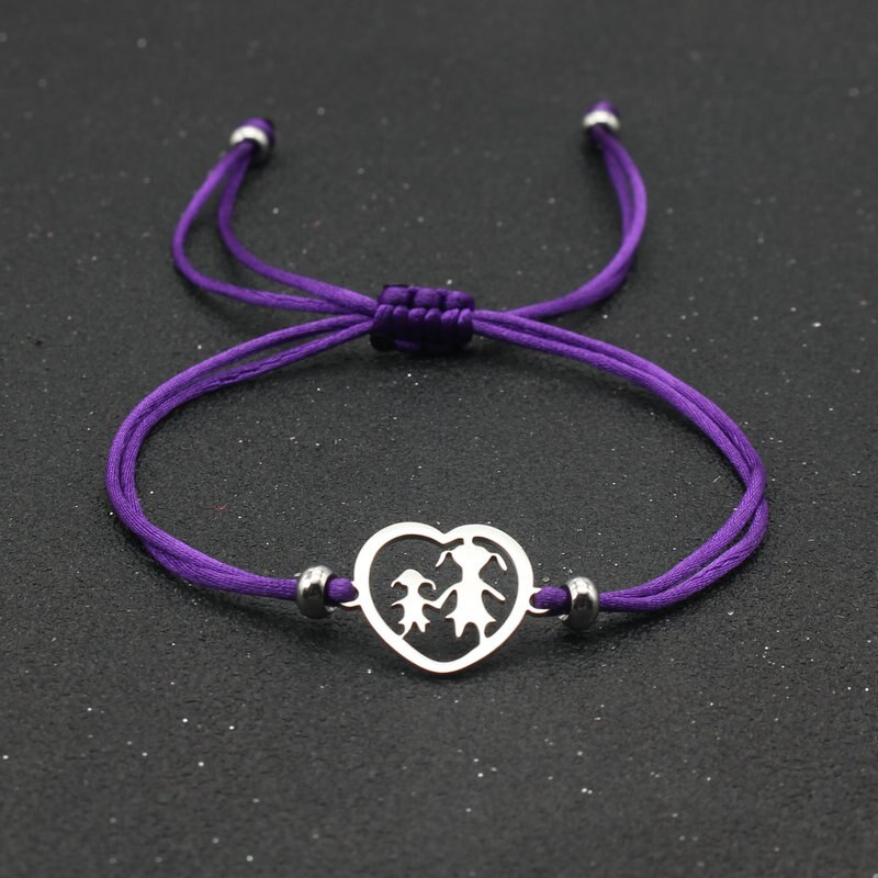 Handgemaakte Verstelbare Rood Touw Armband Roestvrij Staal Hartvormige Muzieknoot Charme Armbanden Voor Vrouwen Meisjes Sieraden: Purple