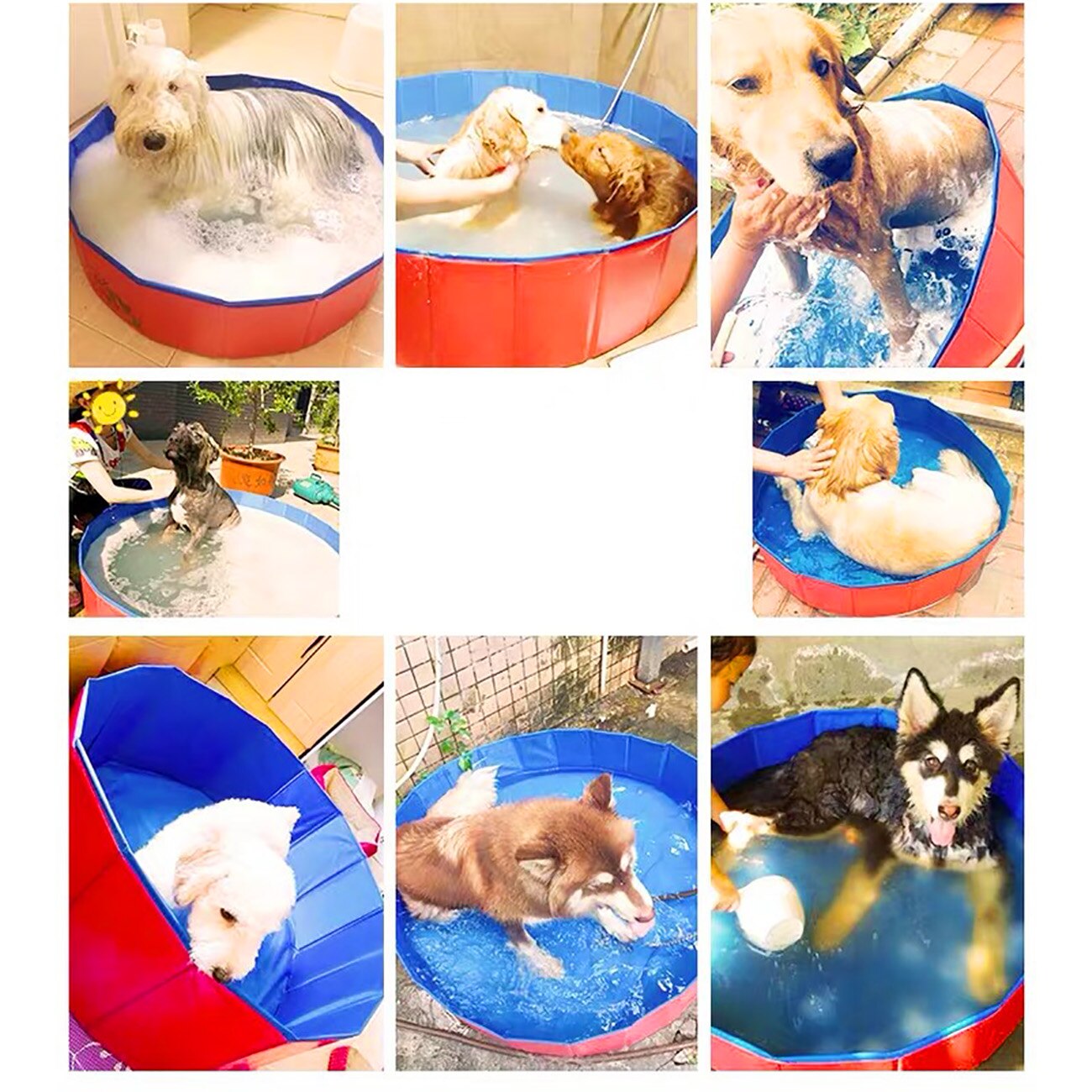 PVC Foldable Pet Dog Cat Swimming Pool PVC Washing Pond Dog Tub Bed Large Small Dog Swimming House Bed Summer Pool