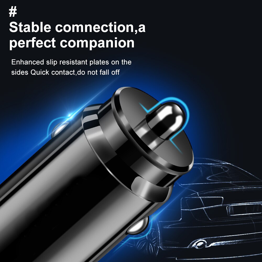 Zwarte dubbele usb autolader dubbele adapter snellaadelementen bevestiging geschikt