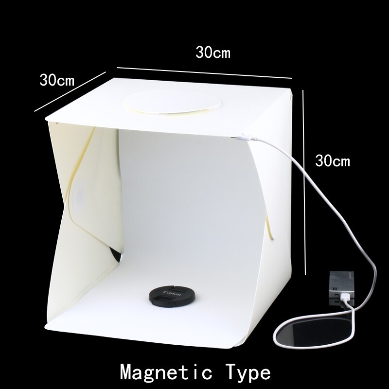 40 x 40 x 40 cm fotostudio-fotograferingsbakgrunn innebygd lys fotoboks små gjenstander fotograferingsboks studiotilbehør: medium 30 x 30 x 30c
