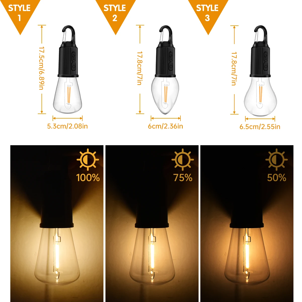 Outdoor Usb Oplaadbare Led Lamp Lampen Met Haak Helder Noodlicht Haak Haak Camping Vissen Draagbare Lantaarn Nachtverlichting
