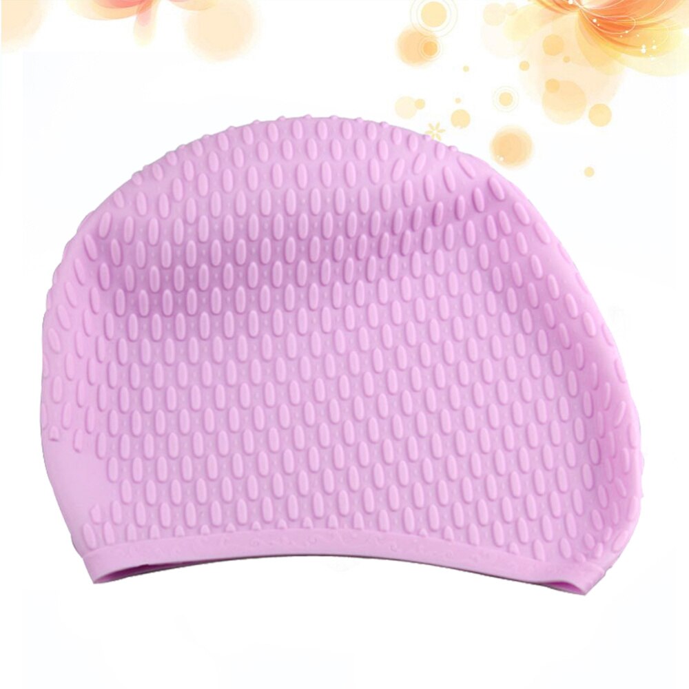 Useful Silicone Swimming Cap Practical Waterproof Swim Pool Hat Long Hair Ear Protection Swim Caps for Female (White)