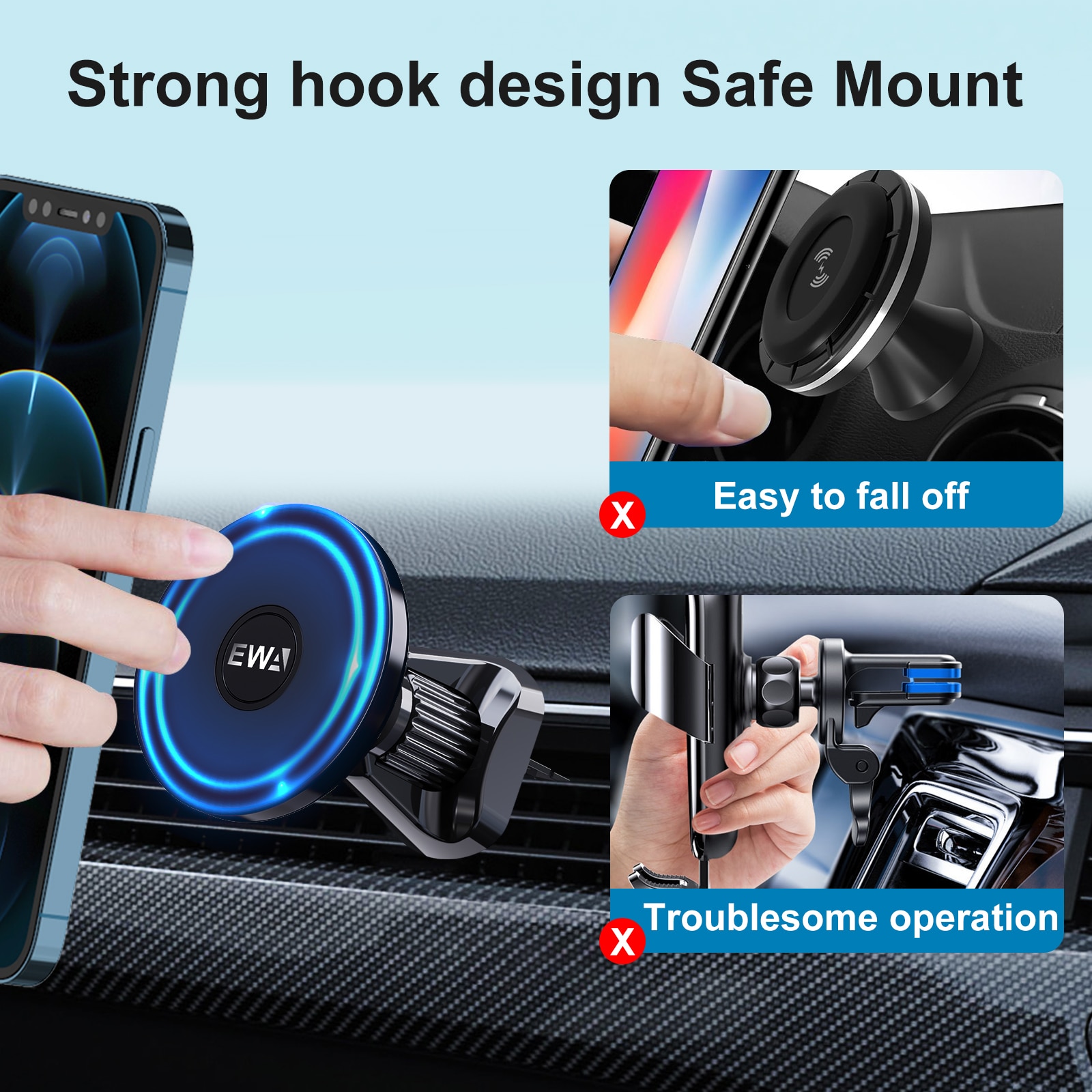 Ewa Magnetische Auto Mount Compatibel Met Iphone 14/12/13/ Pro/12 Max/12 Mini/Magsafe Case Sterke Magneet Air Vent Telefoon Houder