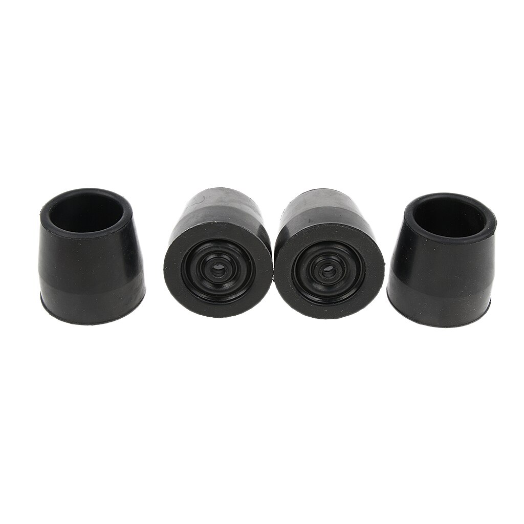 4 Stuks Beentje Rubber Crutch Tip Stevig Op Gebroken Grond Rock Modder Anti-Slip: Black