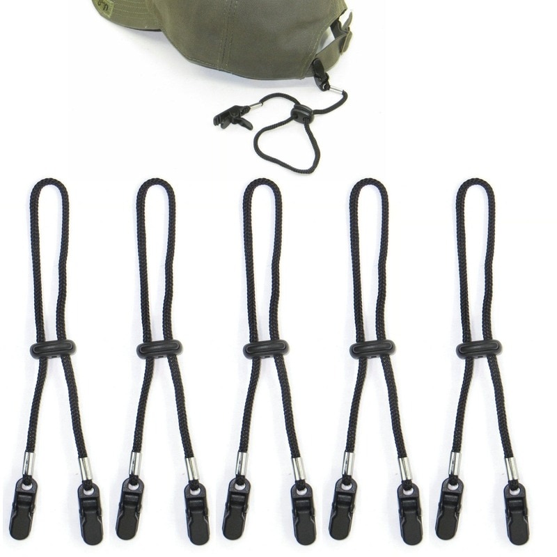 5 stk justerbar hætte brilleholder hat snor klipsholder sort nylon ledningsrem - til sejlads / jogging / fiskeri / udendørs sport