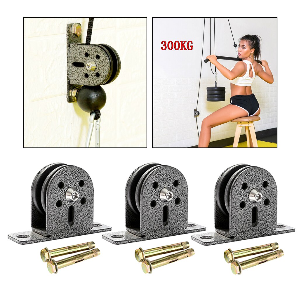 3pcs Fixed Pulley Block 661lbs Cable Machine Single Wheel Swivel Pulleys 300kg