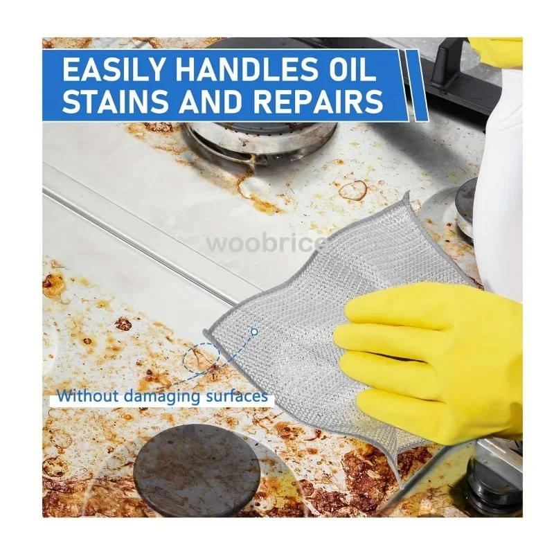 Torchon de cuisine en coton, chiffon de nettoyage en métal, chiffon de nettoyage domestique multifonctionnel en fil anti-rayures, fournitures de cuisine