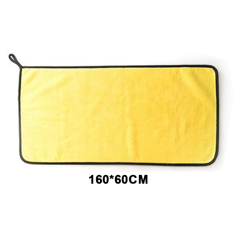 Seametal 160 x 60cm biltvättduk 400 gsm mikrofiber hög vattenabsorberande rengöringsdukar förtjockad mjuk biltvätt torkduk: Guld-