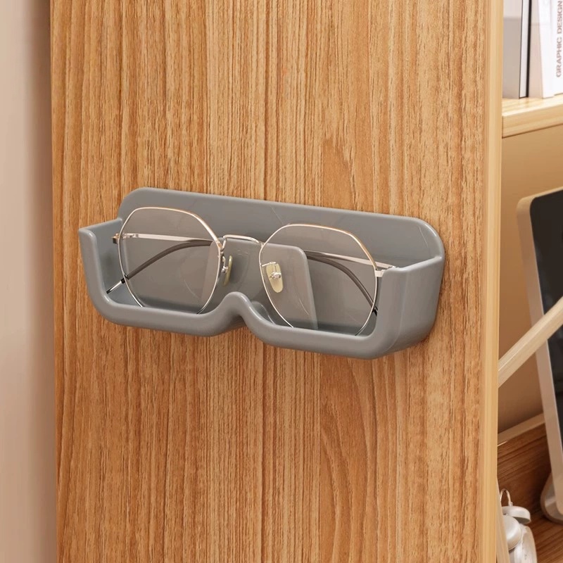 Eyeglasses Holder Stand, Sunglasses Storage Organizer, Wall Mounted Glasses Display Case with Adhesive Sticker for Home Office: Red