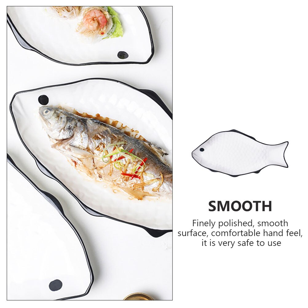 Steamed Fish Plate Steaming Fish Tray Ceramic Fish Plate for Shop Restaurant Hotel
