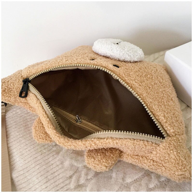 Pluszowy miś talia torba dla kobiet torebki na pasku na biodra zimowa puszysta futerkowa saszetka/nerka telefon Pakiet tendencja dziewczynka ramię piterek