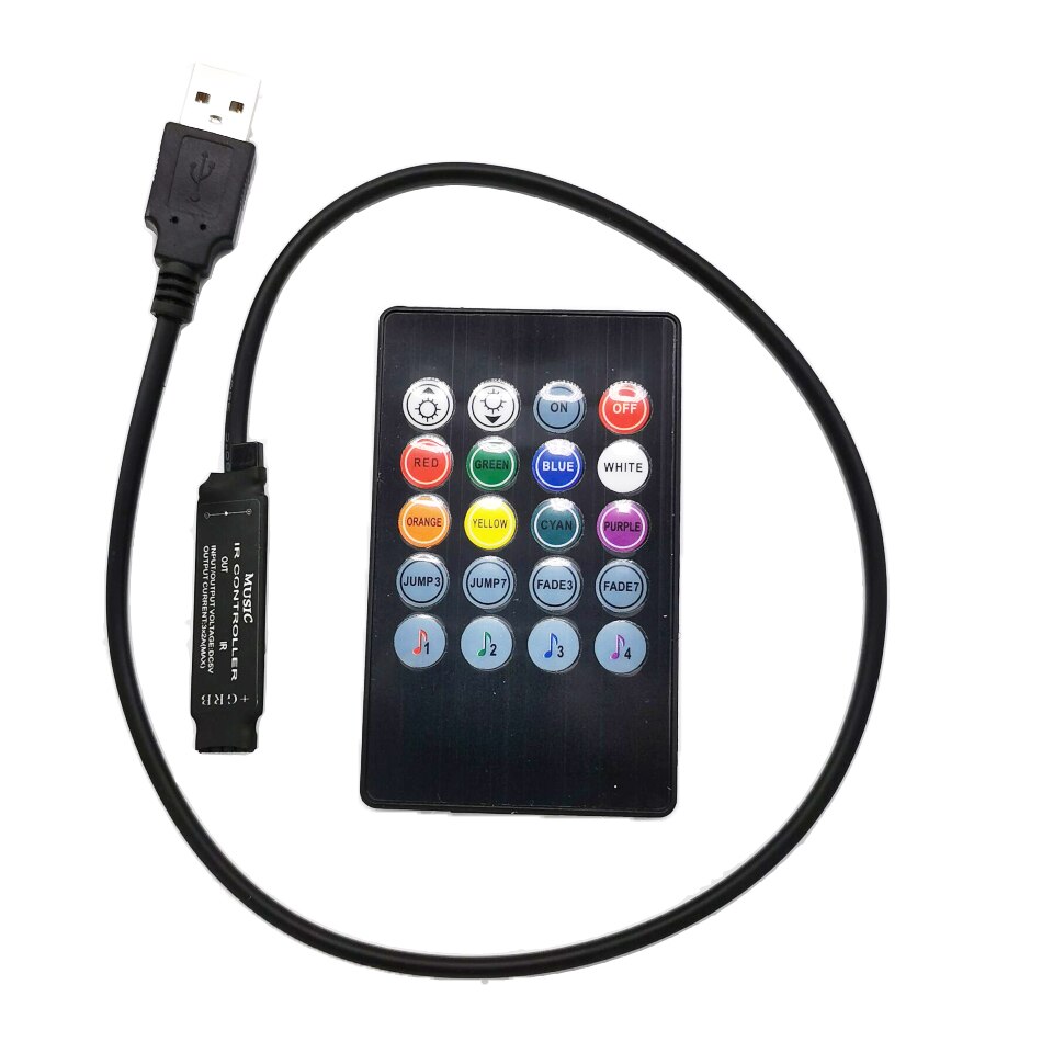 Led Controller 20Keys Ir Remote Sound Actived Rgb Led Music Controller Voor 3528 5050 Rgb Led Strip Verlichting Zwart
