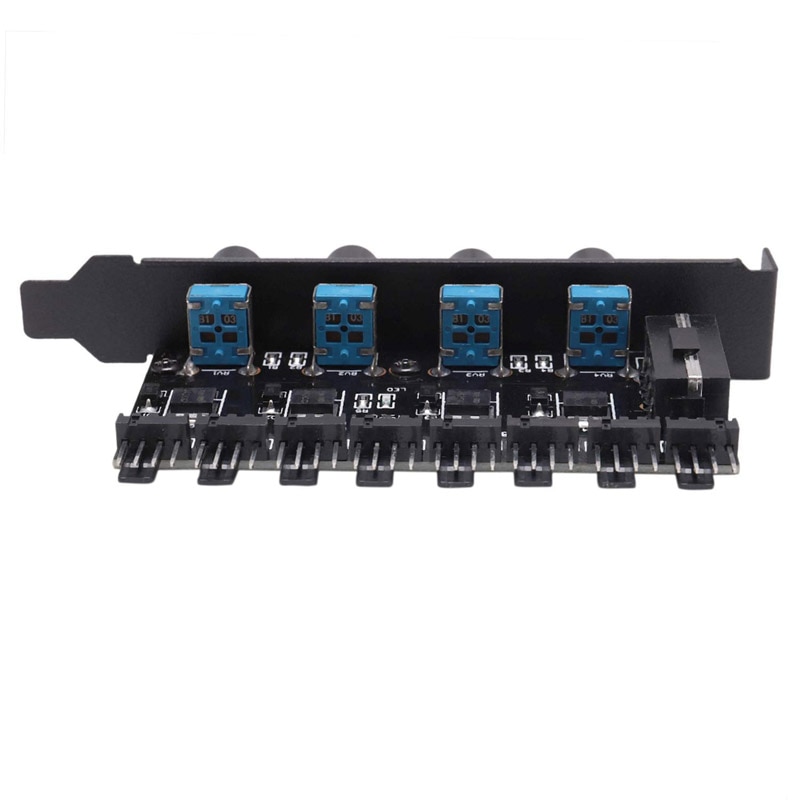 PCI Fan Speed Controller,12V Molex 4pin or SATA Powered 6 8 Fan Hub,PWM 4 pin CPU Radiator 3pin Case Cooler Temperature Control