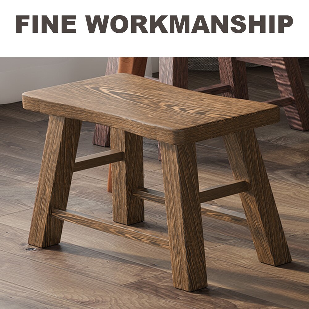 Step Fishing Living Room Stand Small Bench Sturdy Kitchen Rustic Home Decor Kids Adults Seat Portable Retro Wooden Stool Chair